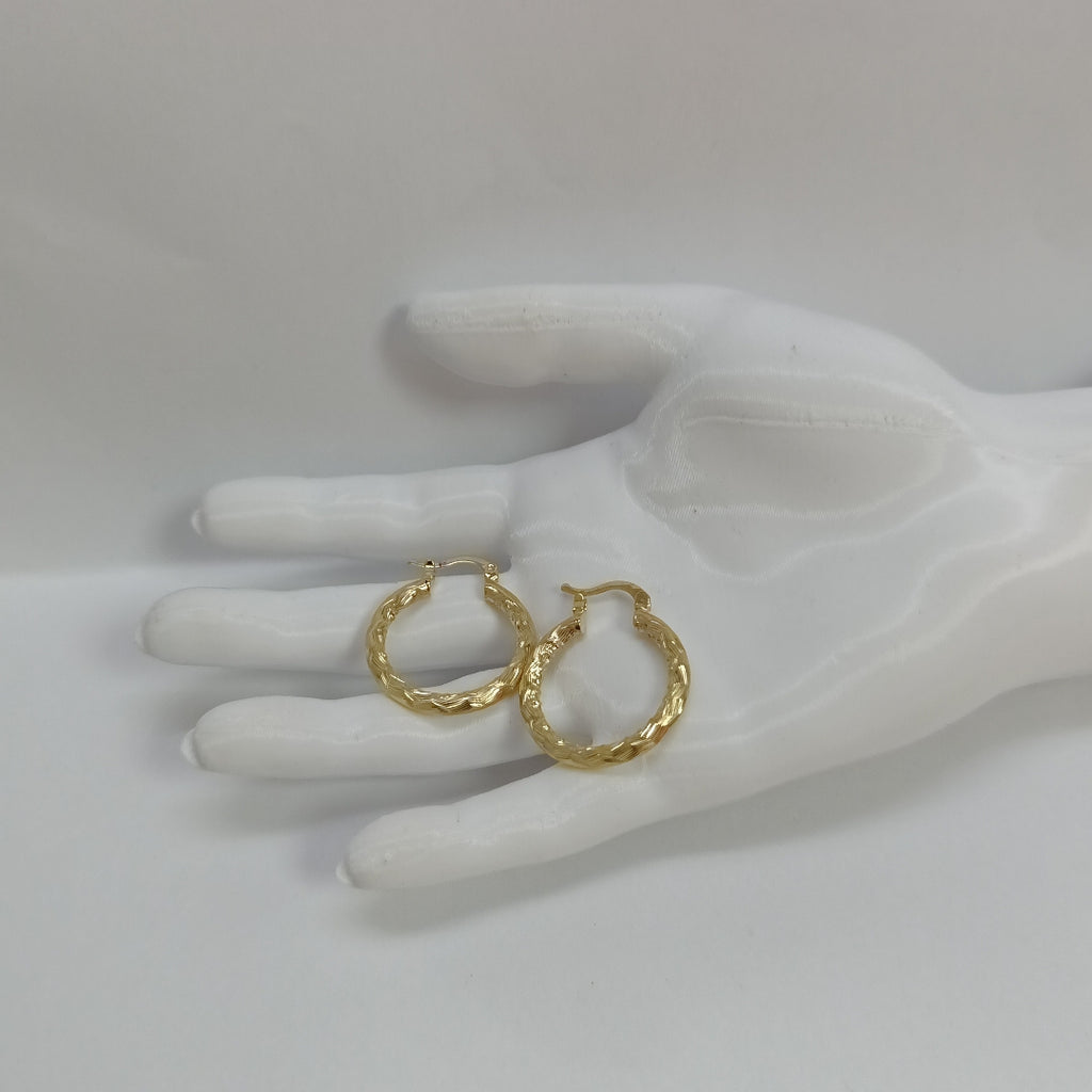ARETES TEJIDO ARRACADA LABRADA 14K 2.6 GR (NUEVO)