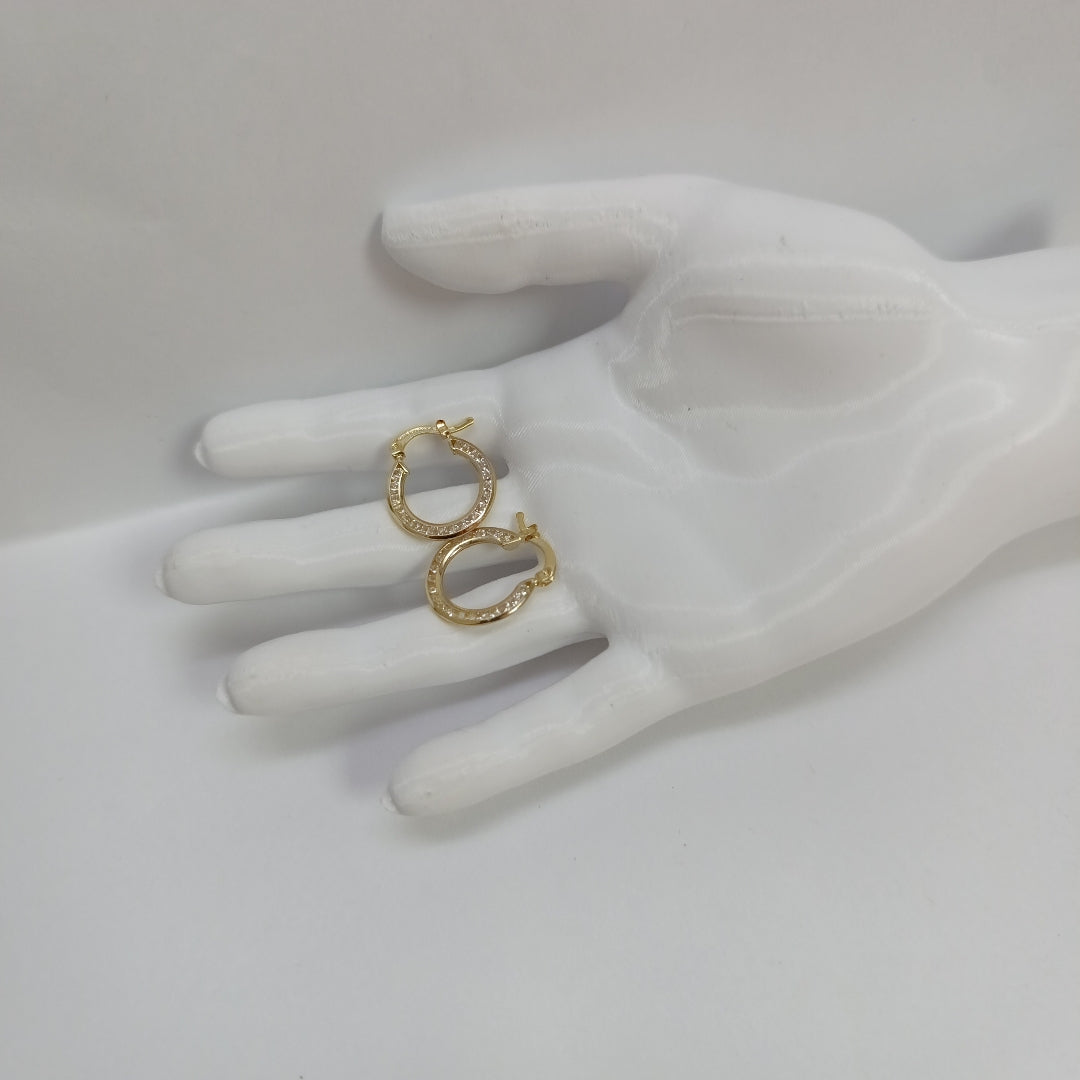 ARETES ARRACADAS CON CIRCONIAS 14K 2.4 GR (NUEVO)