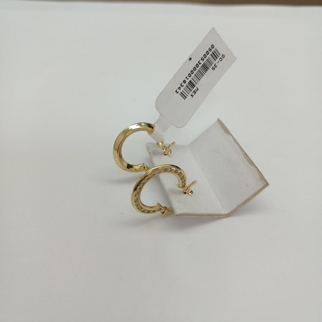 ARETES ARRACADAS CON CIRCONIAS 14K 2.4 GR (NUEVO)