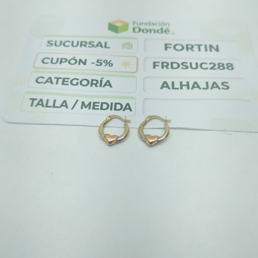 ARRACADAS PAR ORO COMBINADO 14 K 0.8 GRMS (SEMINUEVO)