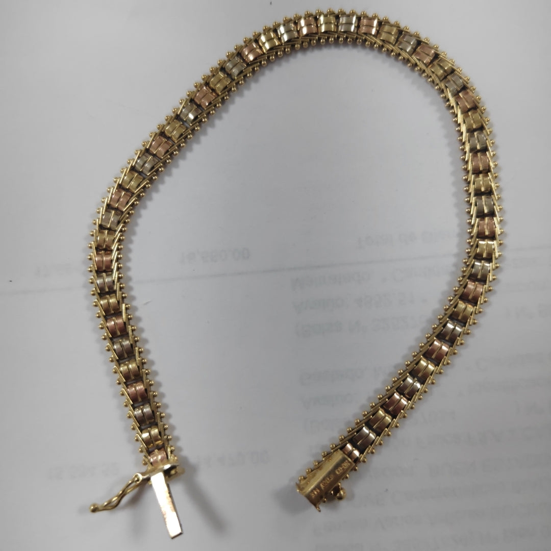 PULSERA ORO COMBINADO 14 K 10.1 GRMS (SEMINUEVO)