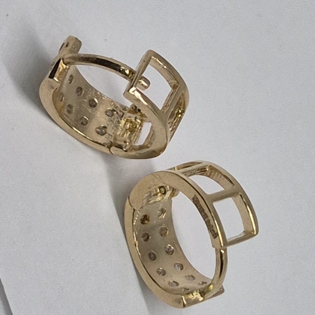 ARETES HUGGIES C CIRCONIAS 14K 1.7 GR (NUEVO)