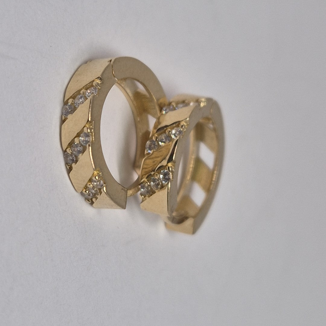 ARETES HUGGIES CON CIRCONIAS 14K 2.2 GR (NUEVO)