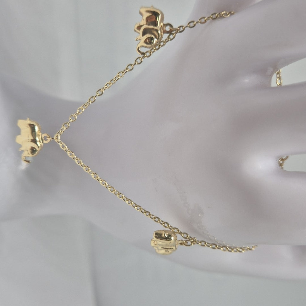 PULSERA ESPECIAL CON DIJES ELEFANTES 10K 18 CM 2.1 GR (NUEVO)