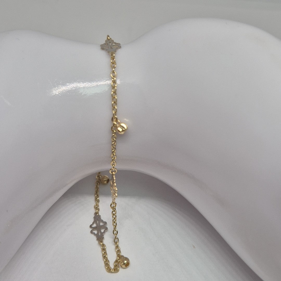 PULSERA ESPECIAL CON TREBOL 14K 18 CM 1.9 GR (NUEVO)