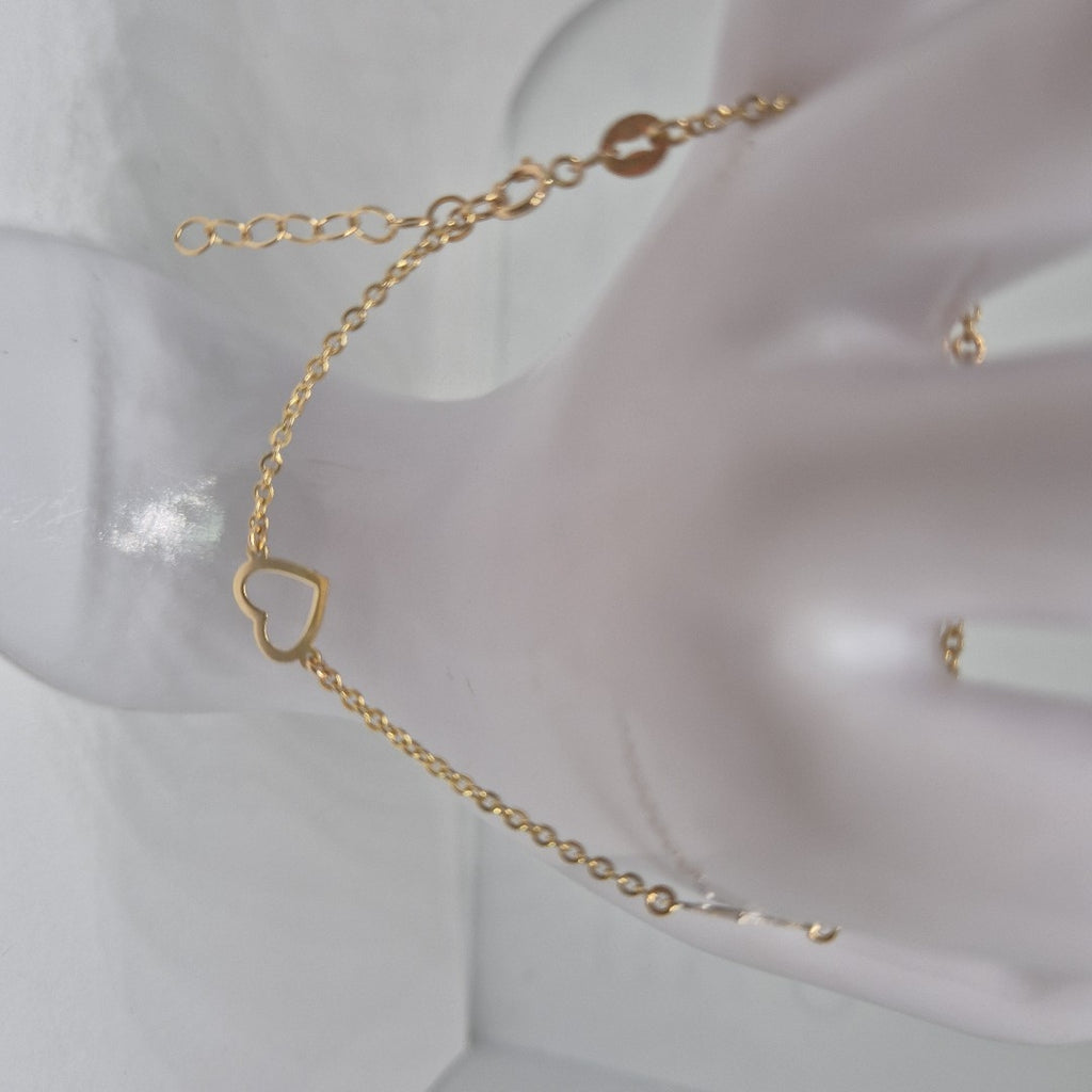 PULSERA ESPECIAL CON CORAZONES CONBINADOS 14K 18 CM 1.7 GR (NUEVO)