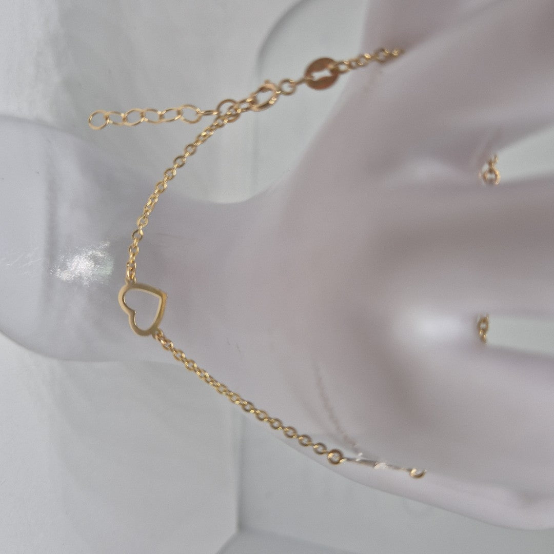 PULSERA ESPECIAL CON CORAZONES CONBINADOS 14K 18 CM 1.7 GR (NUEVO)