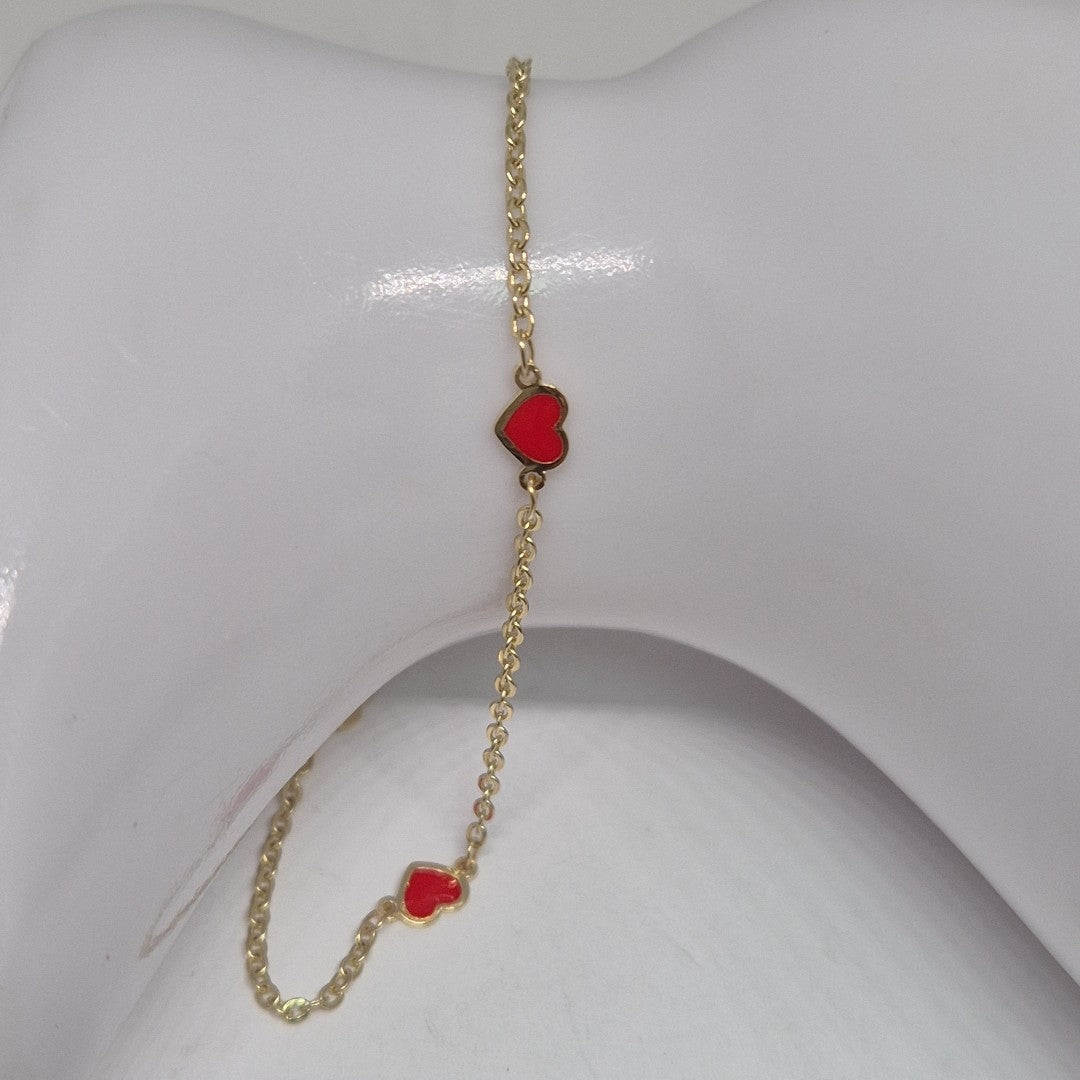 PULSERA ESPECIAL CON CORAZONES 14K 18 CM 1.4 GR (NUEVO)