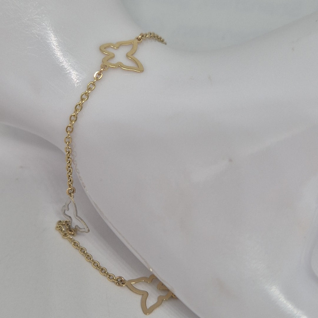 PULSERA ESPECIAL C MARIPOSAS 14K 18 CM 1.7 GR (NUEVO)