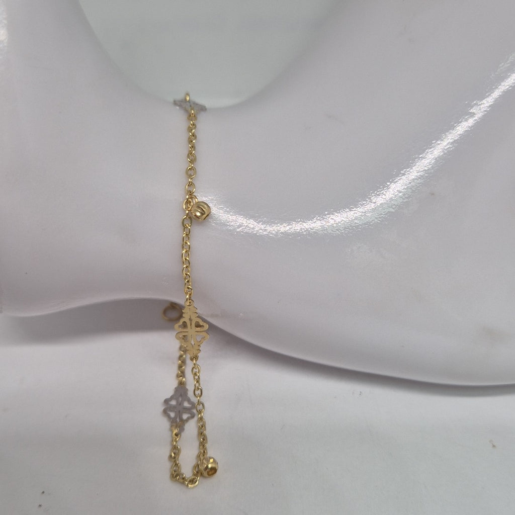 PULSERA ESPECIAL CON TREBOL 14K 18 CM 1.8 GR (NUEVO)