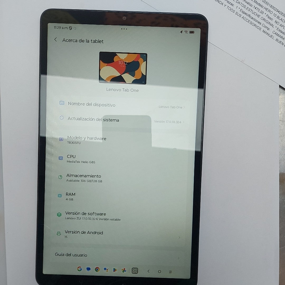 TABLETA LENOVO TAB ONE TB305FU (2025) 128 GB 4 GB RAM (SEMINUEVO)