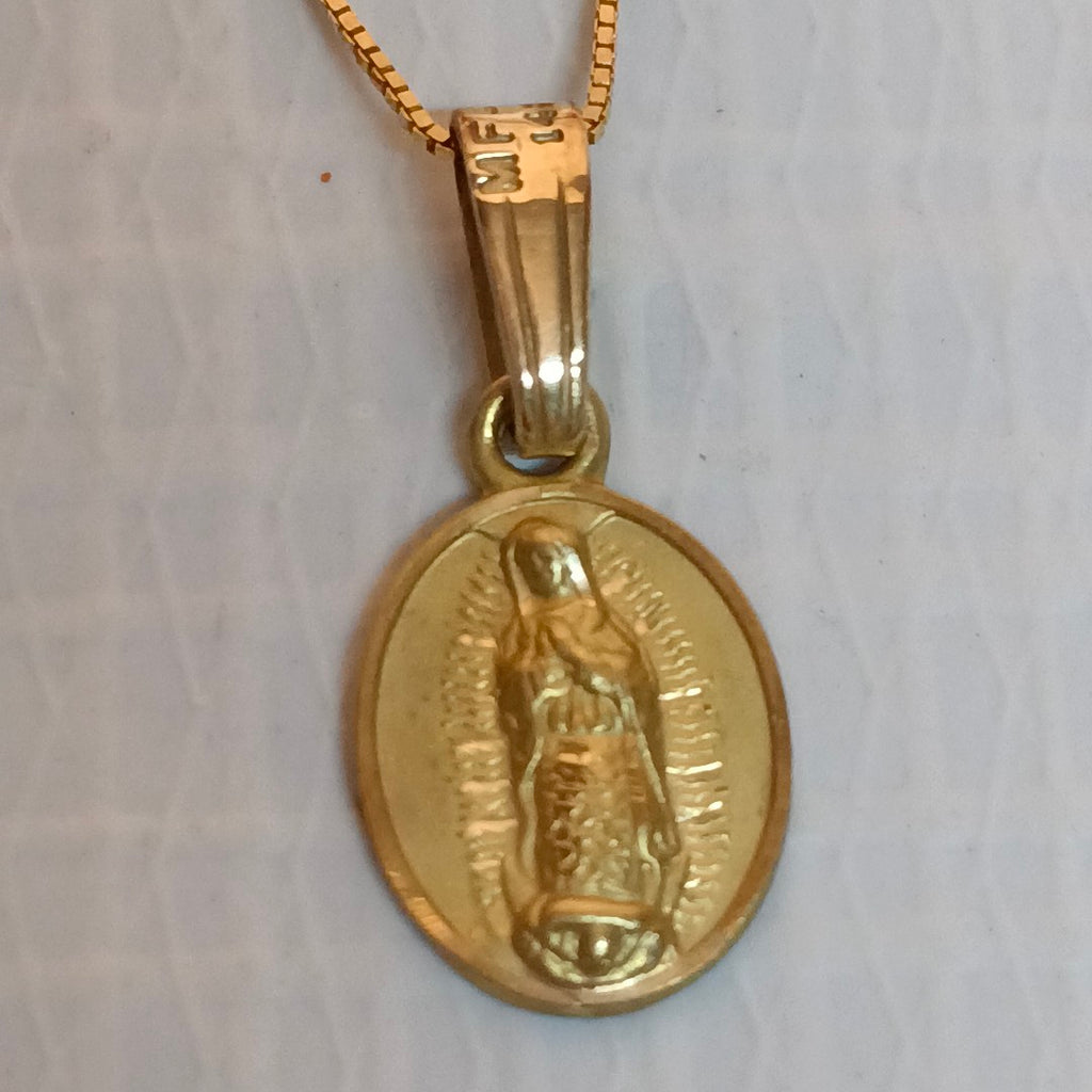 CADENA, MEDALLA RELIGIOSA ORO 14 K 1.5 GRMS (SEMINUEVO)