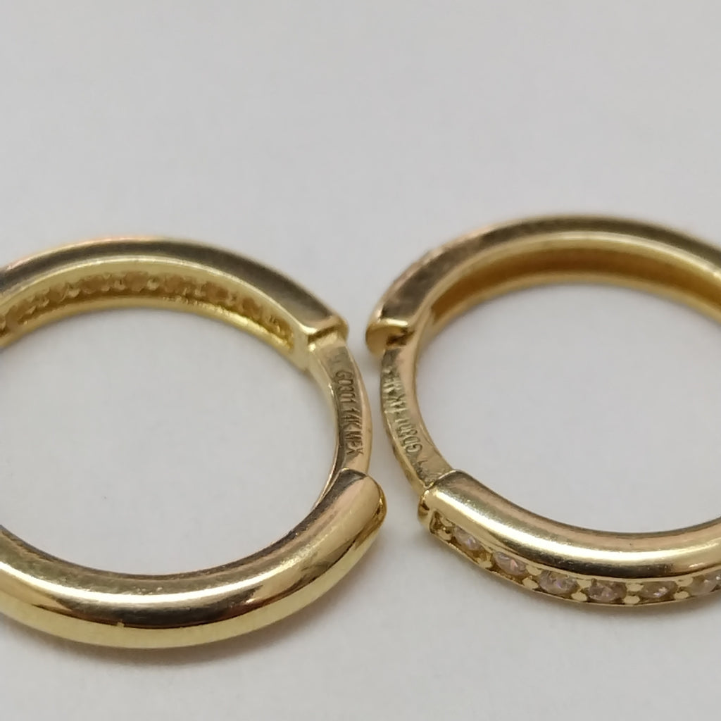 ARETES HUGGIES C CIRCONIA 14K 1.7 GR (NUEVO)