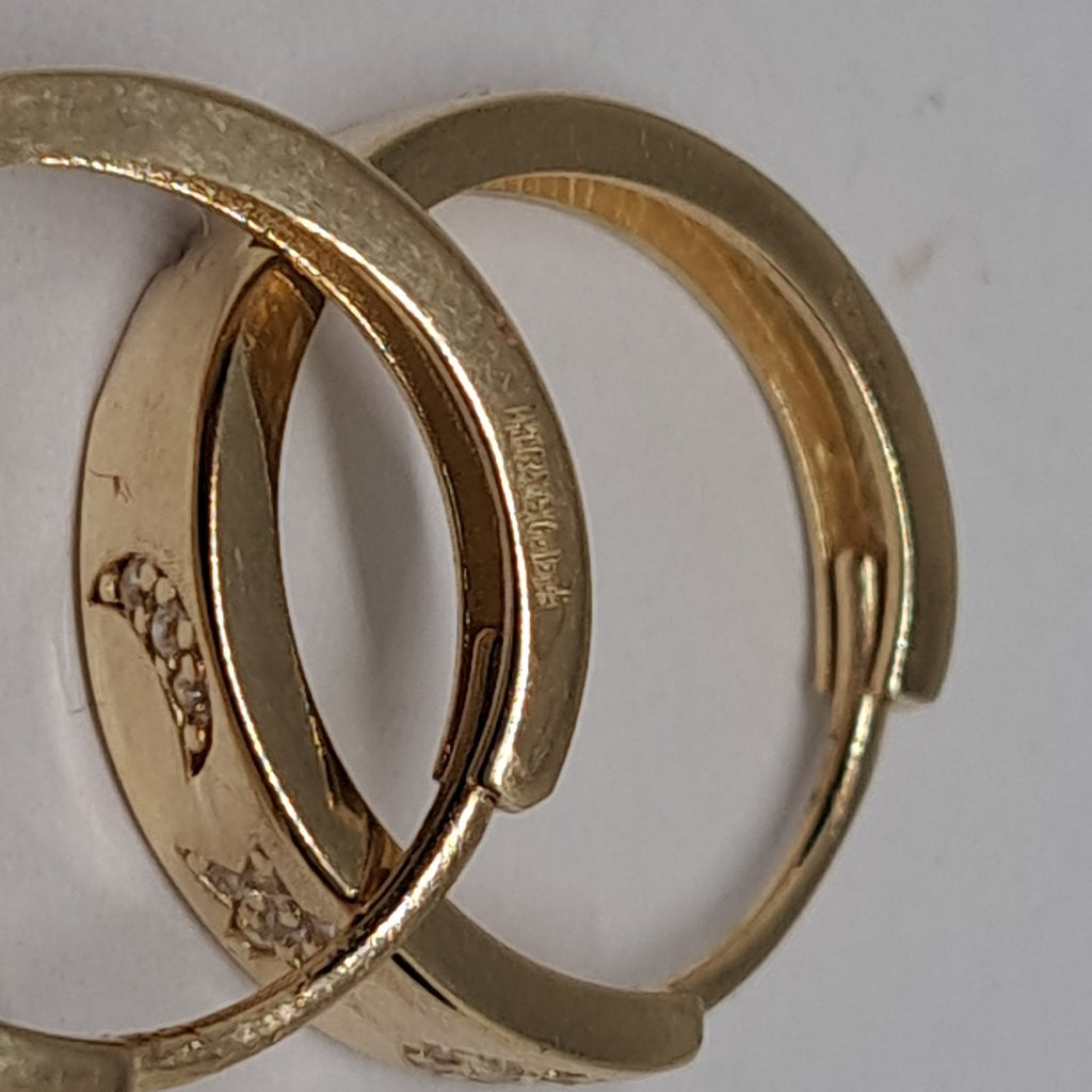 ARETES TEJIDO HUGGIES CON CIRCONIAS 14K 3 GR (NUEVO)