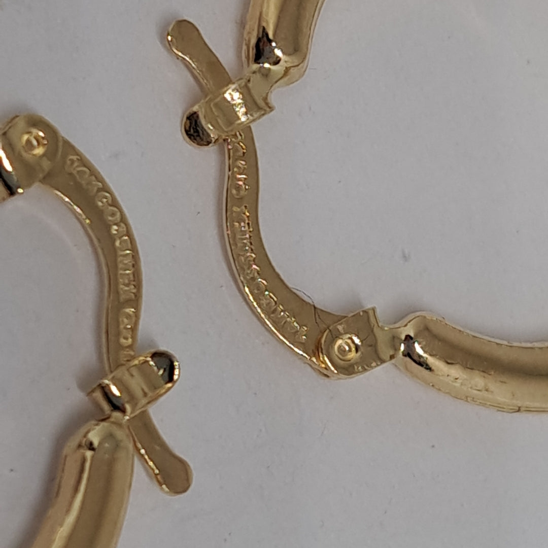 ARETES ARRACADAS HUECAS COMBINADAS 14K 2.6 GR (NUEVO)