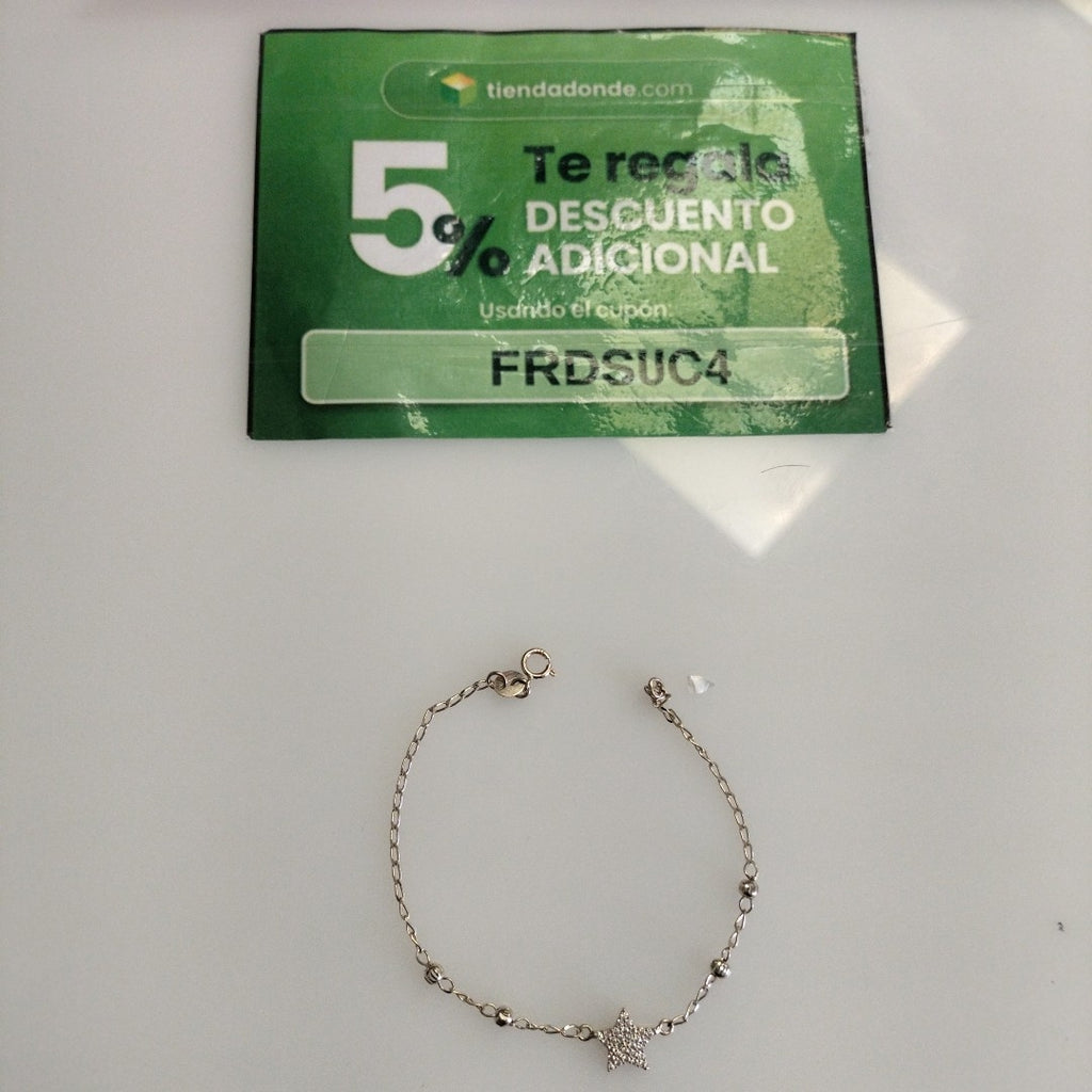 PULSERA ESPECIAL CON ESTRELLA Y CIRCONIAS 14K 18 CM 1.5 GR (NUEVO)