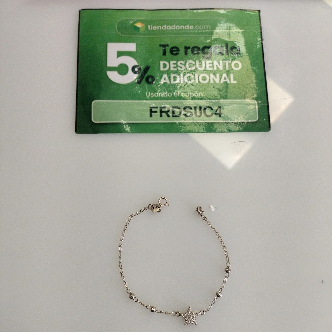 PULSERA ESPECIAL CON ESTRELLA Y CIRCONIAS 14K 18 CM 1.5 GR (NUEVO)