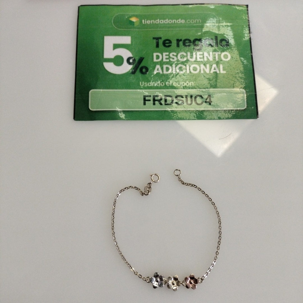 PULSERA TEJIDO ESPECIAL FIG FLORES 14K 18 CM 2 GR (NUEVO)