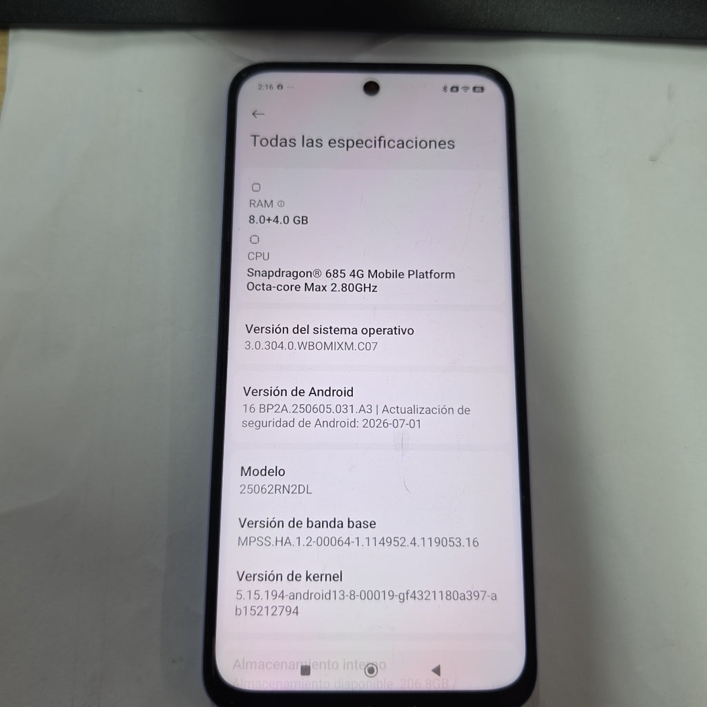 CELULAR XIAOMI REDMI 15 25062RN2DL (2025) 256 GB 8 GB RAM (SEMINUEVO)