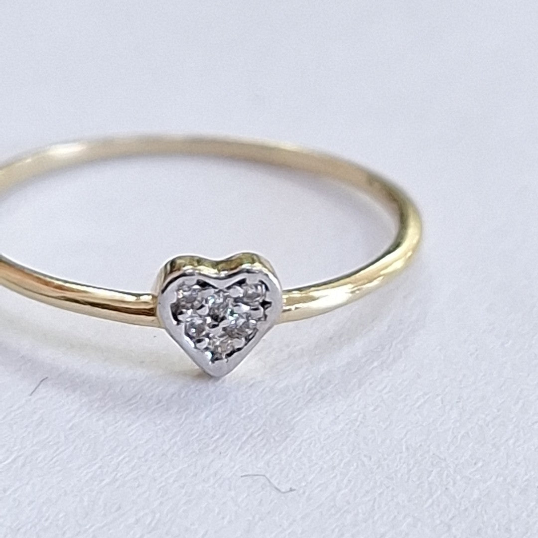 ANILLO ANILLITO CORAZON C CIRCONIA 14K 7 TALLA 0.8 GR (NUEVO)