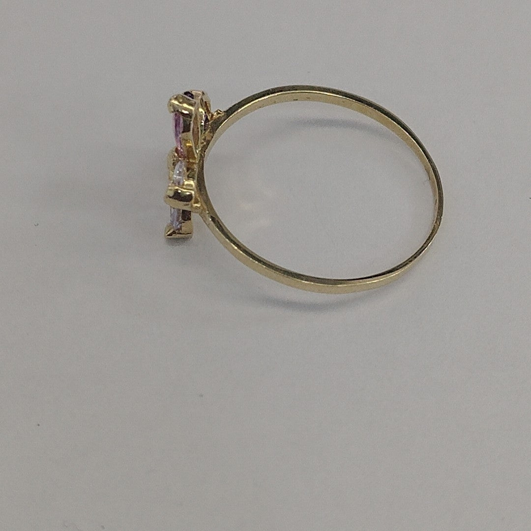 ANILLOS FORMA FLOR CON PIEDRAS DE COLOR 14K TALLA 7.5 1.4 GR (NUEVO)