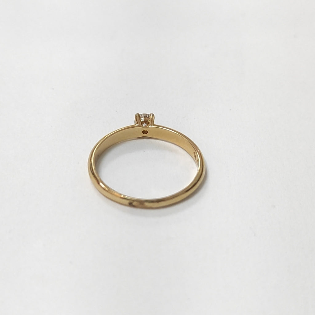 ANILLO SOLITARIO CON DIAMANTE CORTE BRILLANTE 0.16CTS LM SI2, 14K 1.7 G (NUEVO)