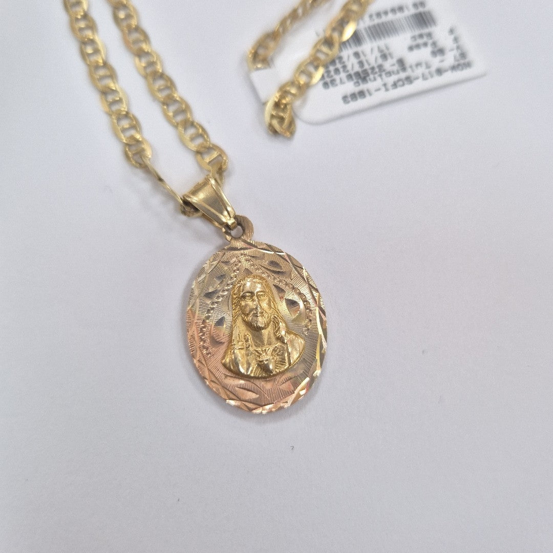 CADENA,MEDALLA RELIGIOSA ORO 14 K 13,00 GRMS (SEMINUEVO)