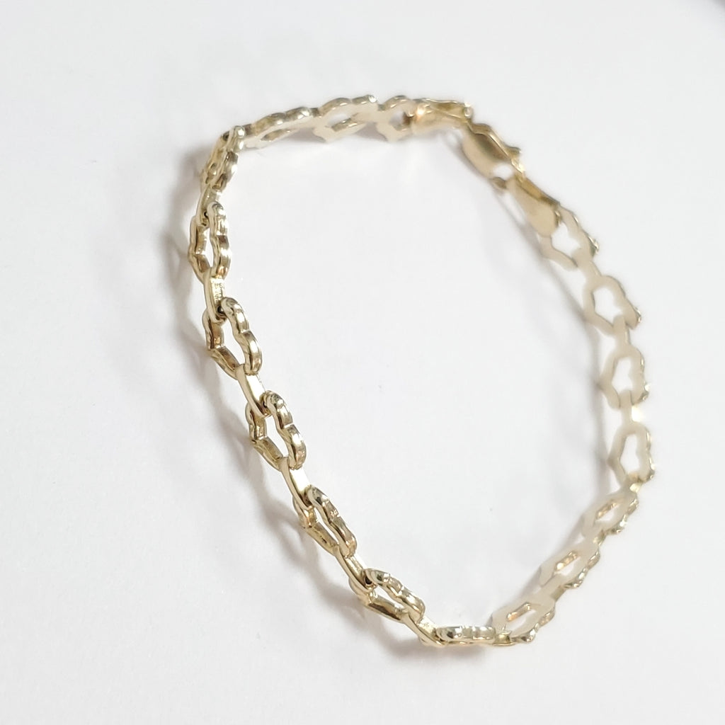 PULSERA ESPECIAL CON CORAZONES 14K 18 CM 4.2 GR (NUEVO)