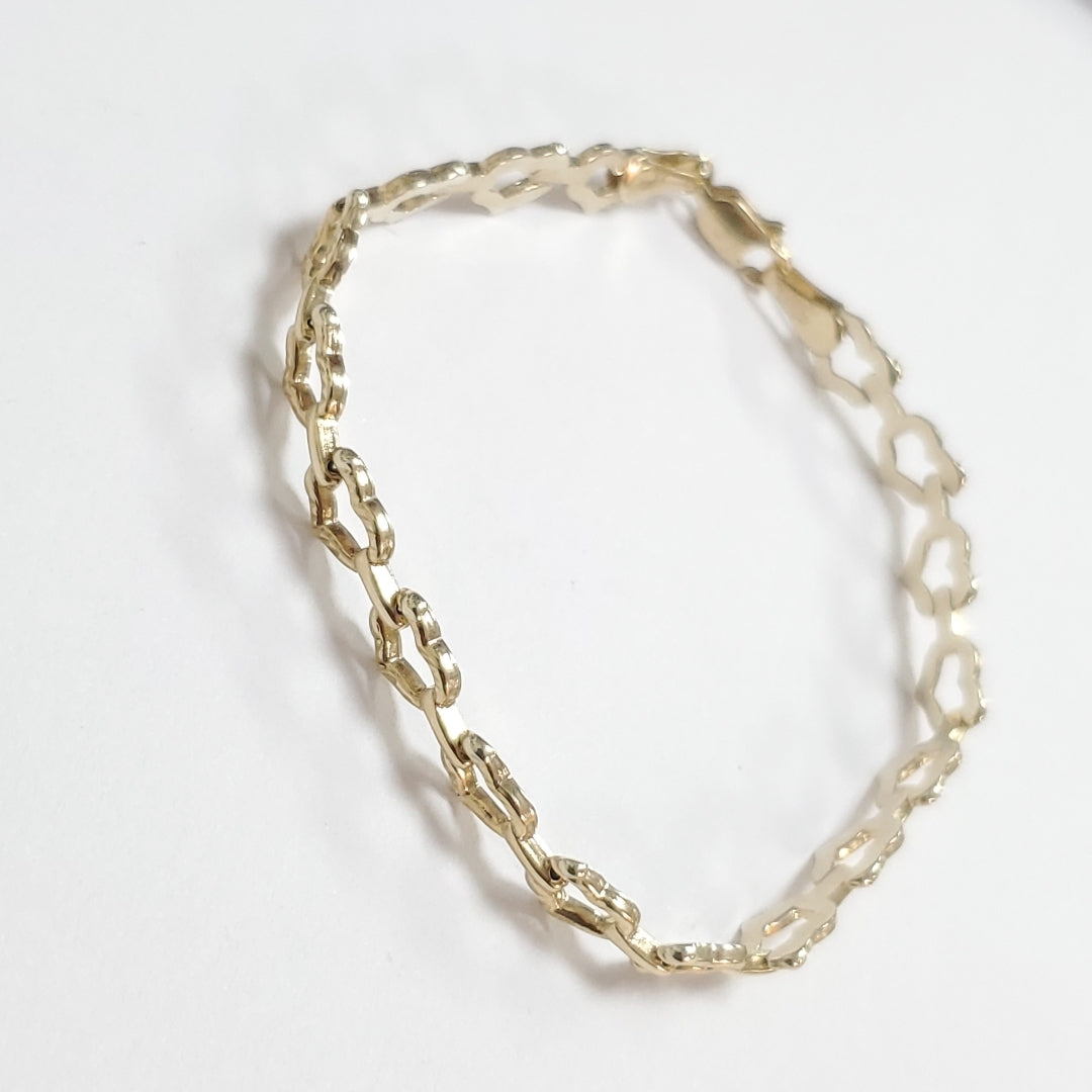 PULSERA ESPECIAL CON CORAZONES 14K 18 CM 4.2 GR (NUEVO)