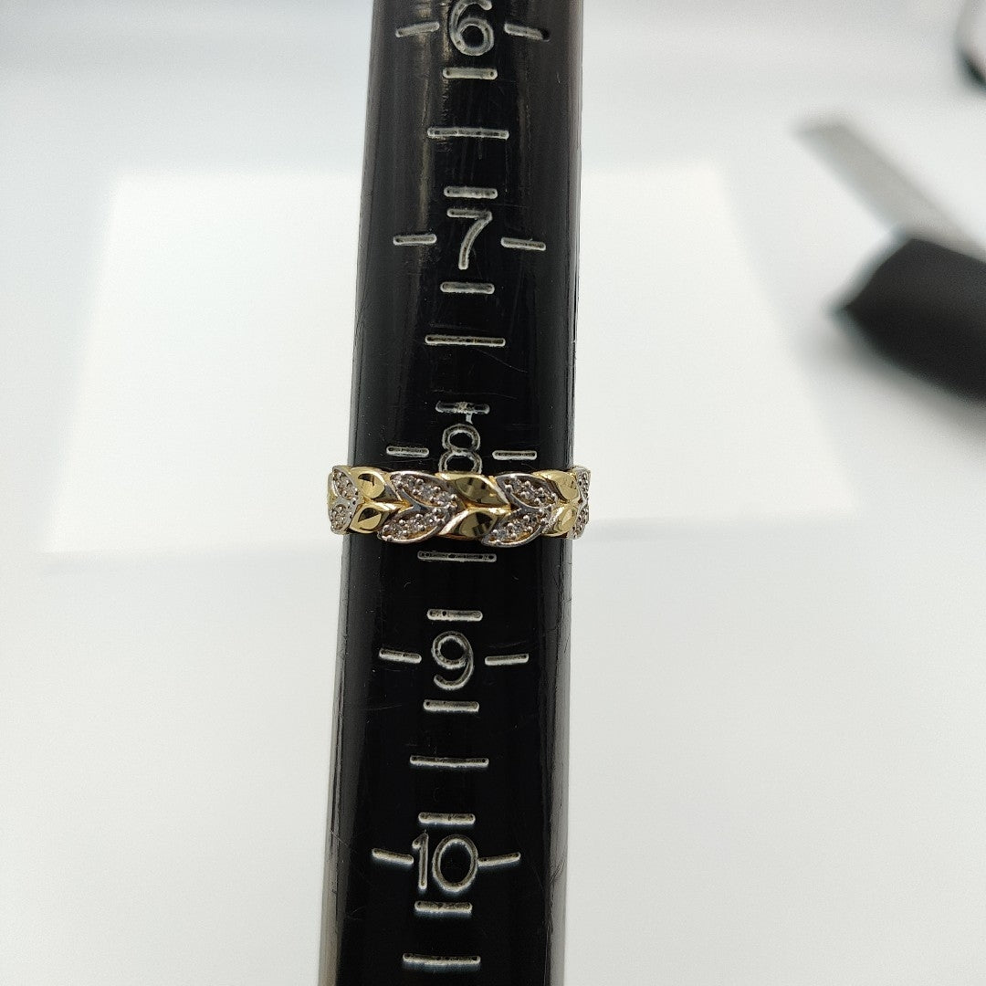 ANILLO TRENZA PIEDRA Y METAL 14K 8 TALLA 1.9 GR ADR 14 (NUEVO)