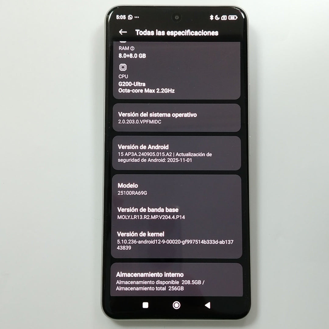 CELULAR XIAOMI REDMI NOTE 15 PRO 25100RA69G (2025) 256 GB 8 GB RAM (SEMINUEVO)