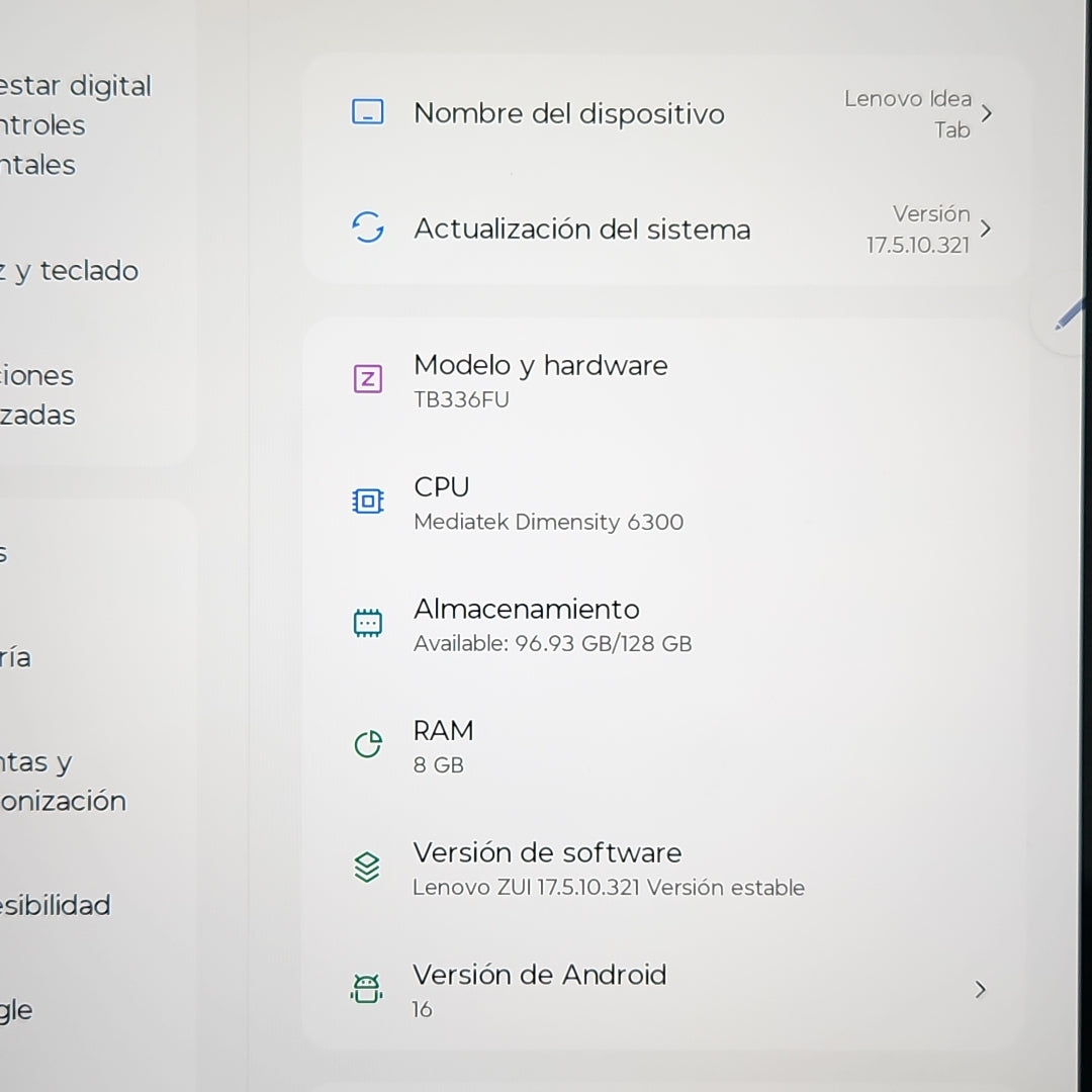 TABLETA LENOVO IDEATAB TB336FU (2025) 128 GB 8 GB RAM (SEMINUEVO)