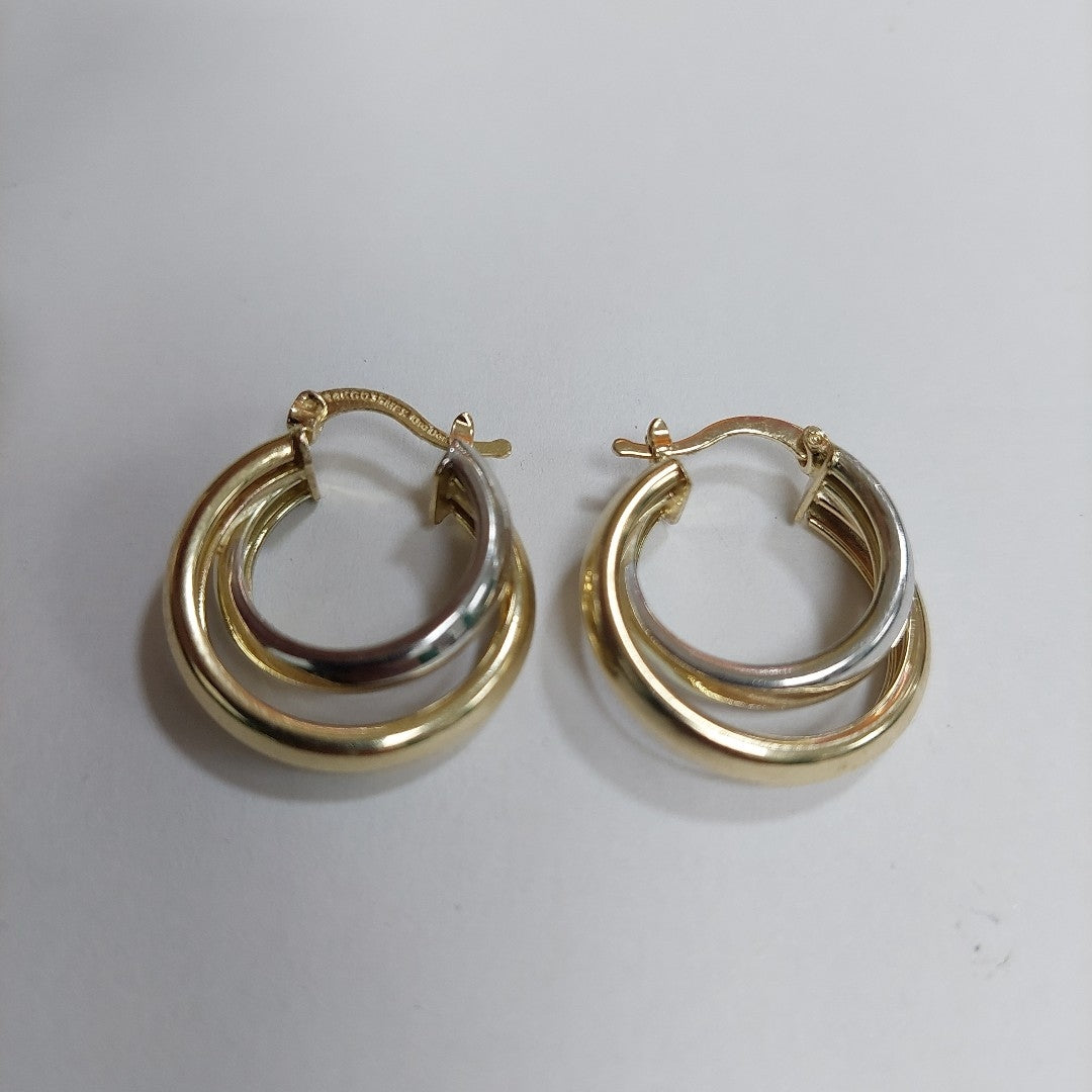 ARETES ARRACADAS DOBLE COMBINADA 14K 3.9 GR 02008FO (NUEVO)