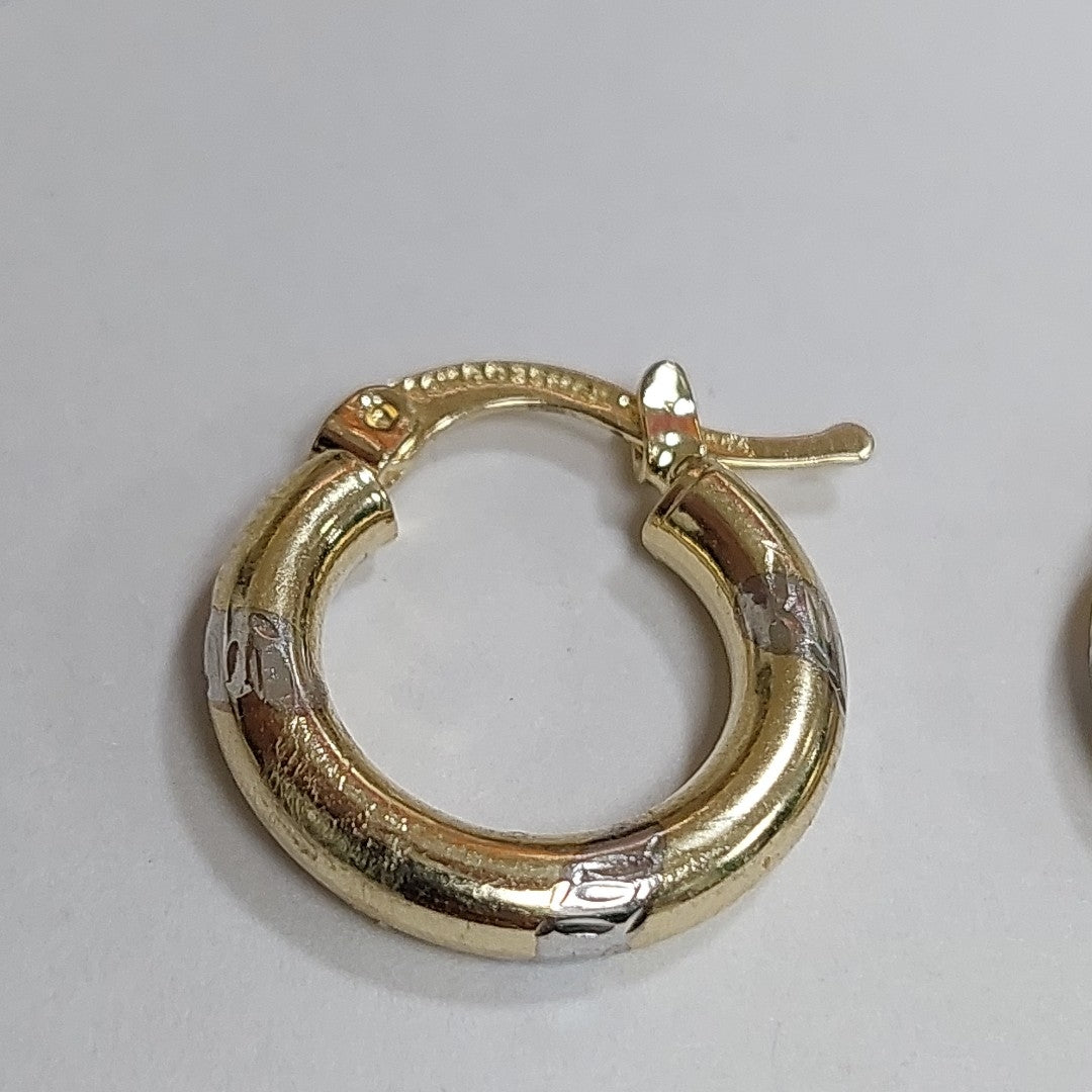 ARETES ARRACADAS MARTILLADA COMB 14K 1.3 GR ET 10 (NUEVO)