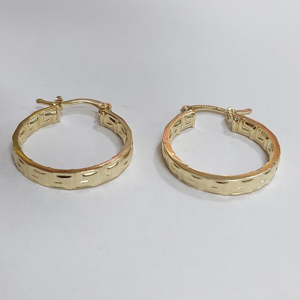 ARETES ARRACADAS CON GRECAS 14K 2.2 GR ETRE 4 (NUEVO)
