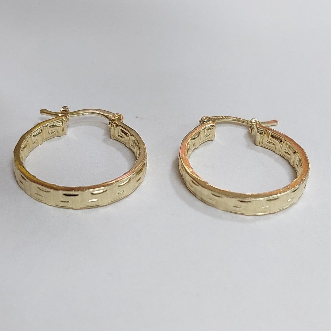 ARETES ARRACADAS CON GRECAS 14K 2.2 GR ETRE 4 (NUEVO)