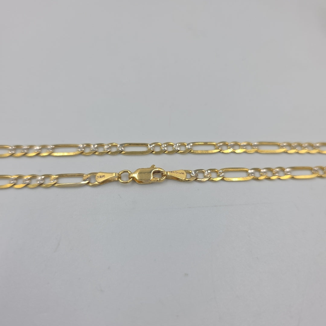 CADENA TEJIDO 3X1 DIAMANTADA 10K 55CM 9.6GR FIGAROPLANARADIO100 (NUEVO)