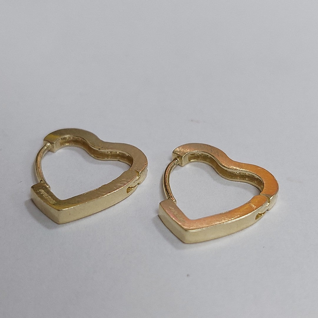 ARETES HUGGIES CORAZON CON CIRCONIAS 14K 2.1 GR HF 03 (NUEVO)