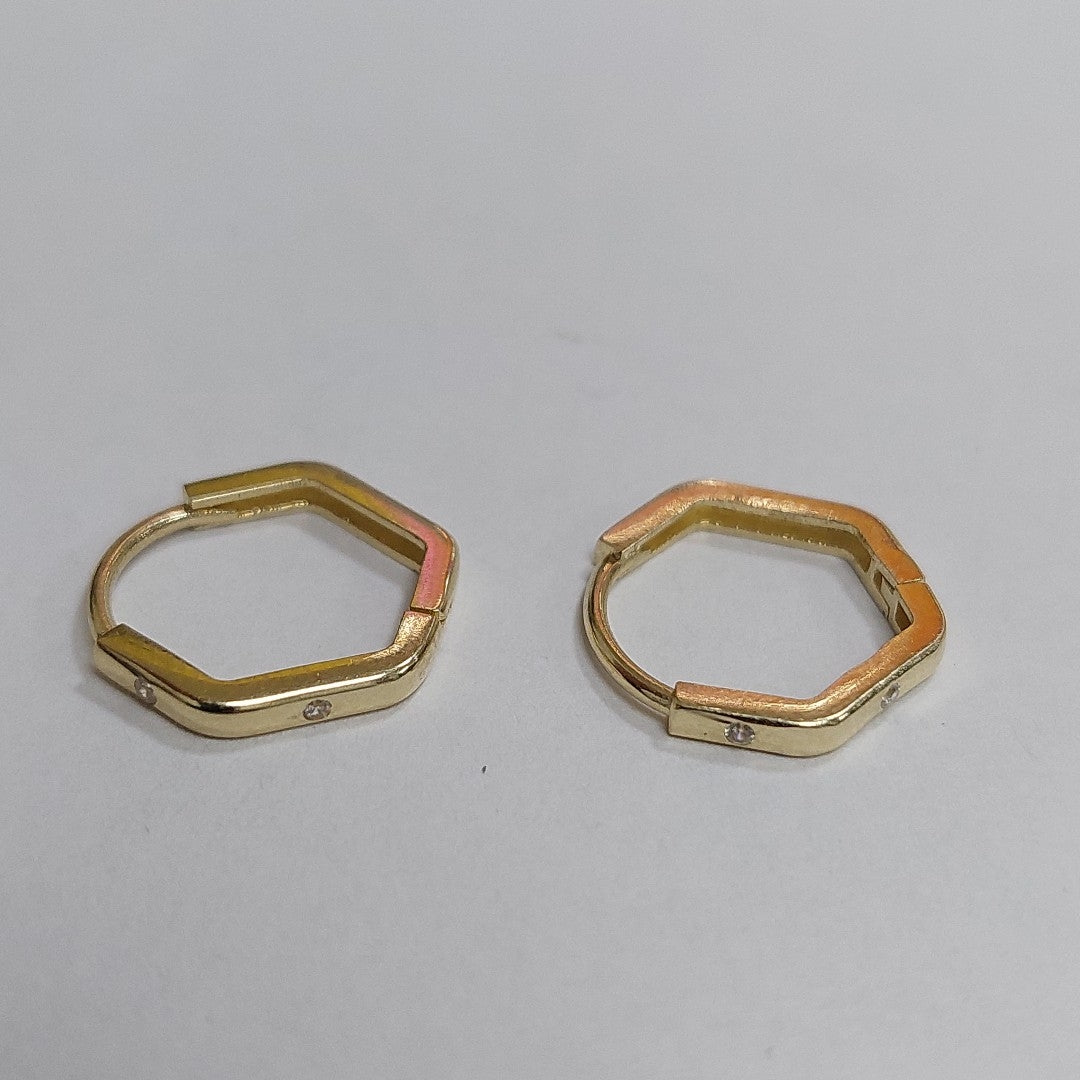 ARETES HUGGIES CON CIRCONIAS 14K 1.6 GR HR 01 (NUEVO)