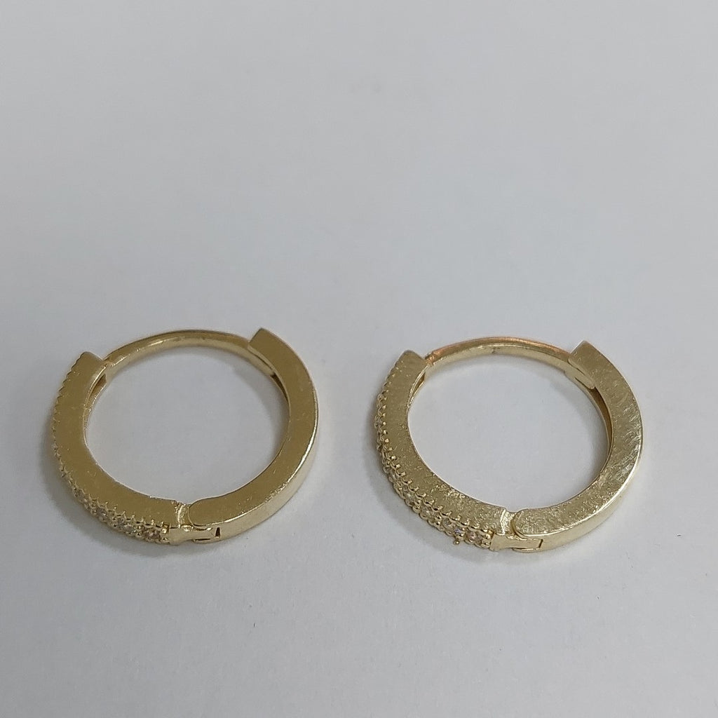 ARETES HUGGIES CON CIRCONIAS 14K 2.2 GR H 0040 (NUEVO)