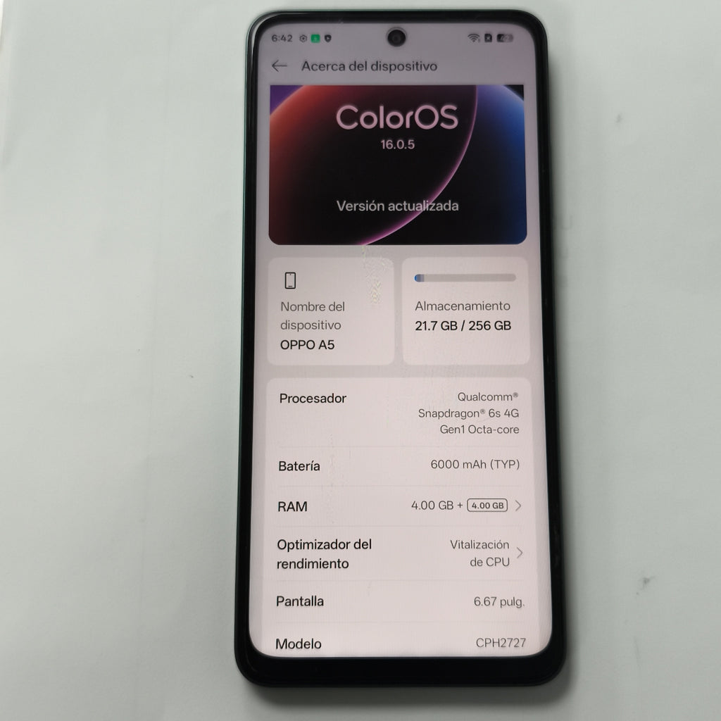 CELULAR OPPO A5 CPH2727 (2025) 256 GB 4 GB RAM (SEMINUEVO)