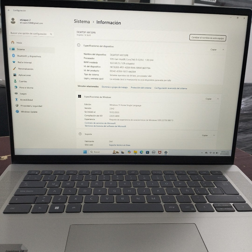 LAPTOP DELL INSPIRON 16 5620 (2022) 512 GB SSD 16 GB RAM (SEMINUEVO)