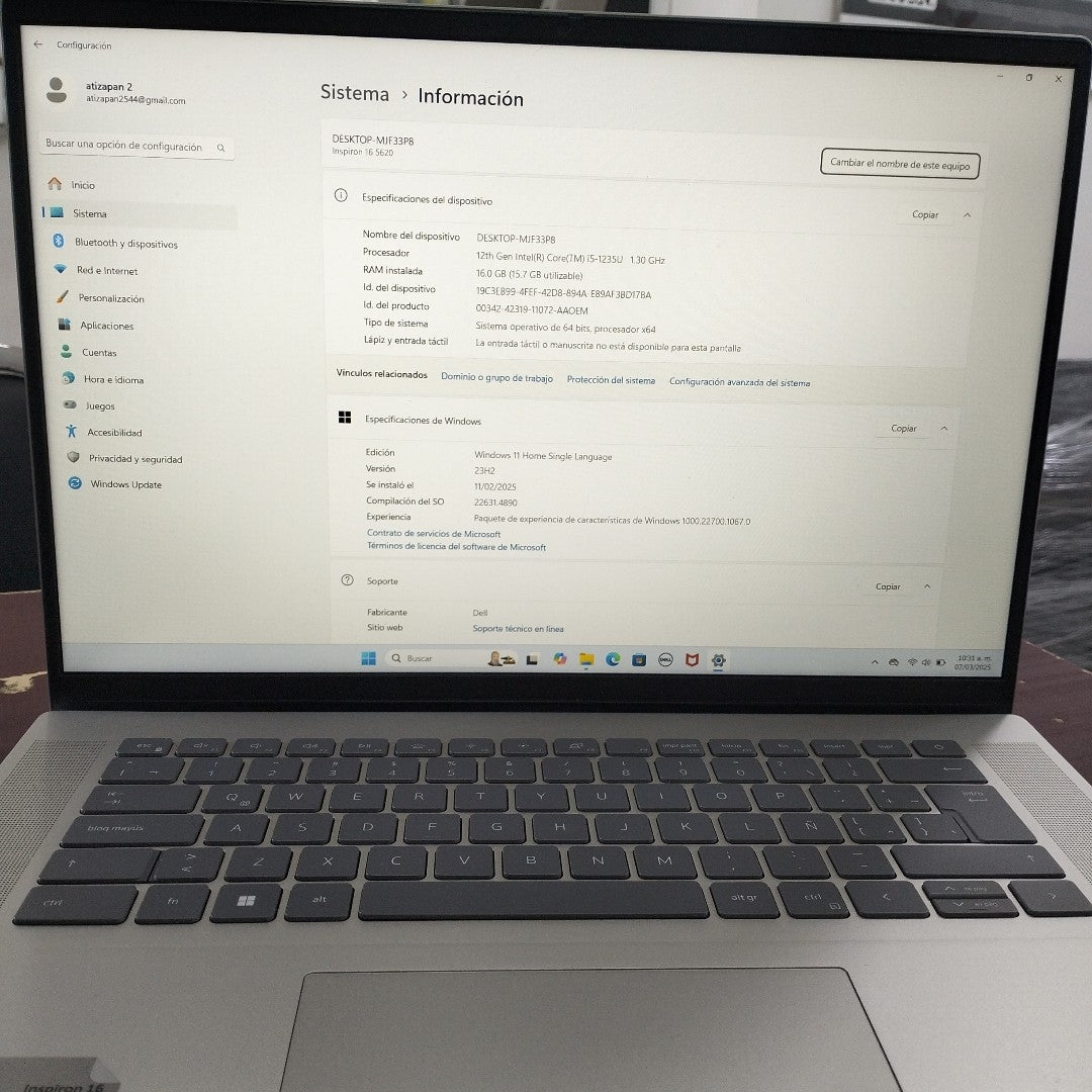 LAPTOP DELL INSPIRON 16 5620 (2022) 512 GB SSD 16 GB RAM (SEMINUEVO)
