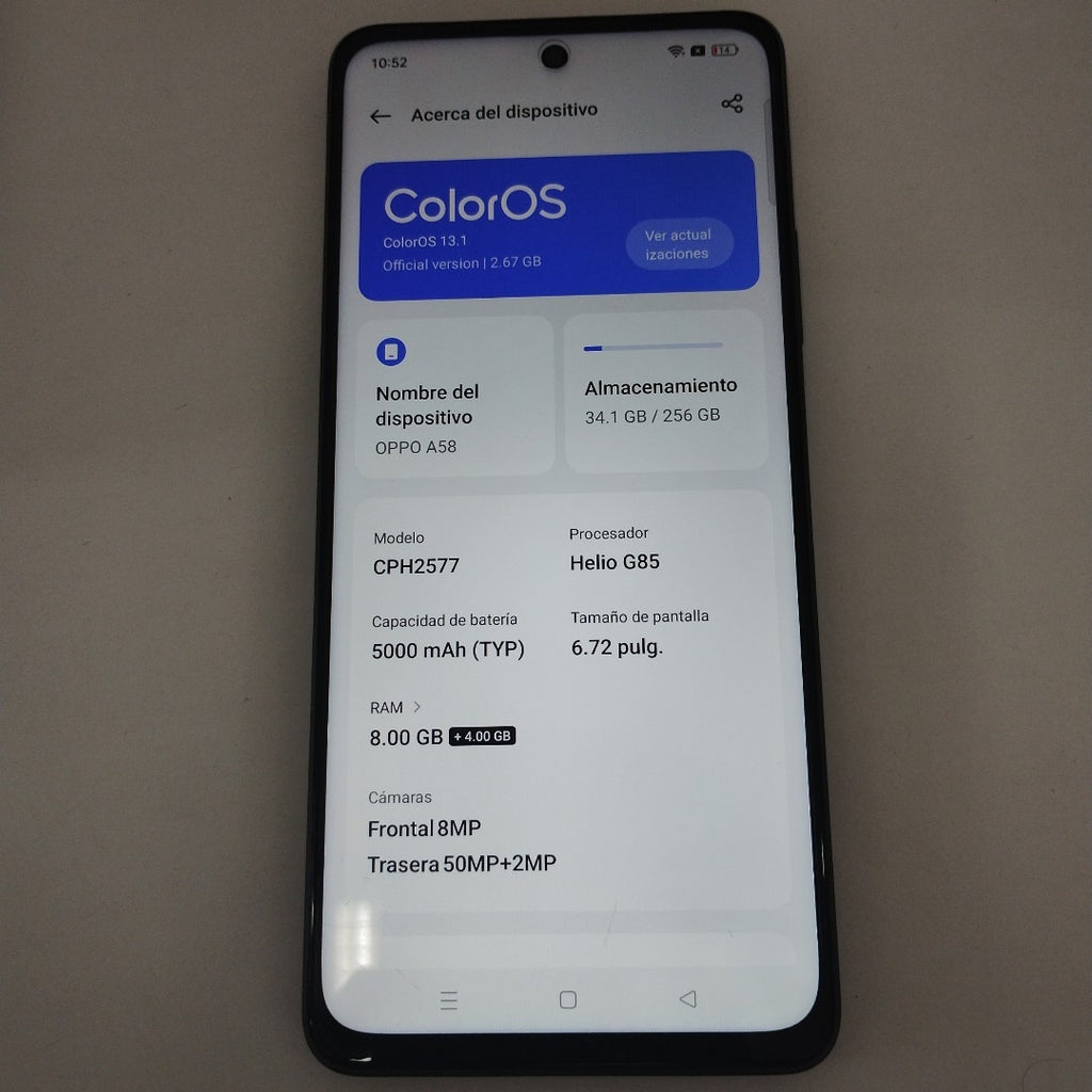 CELULAR OPPO  A58 CPH2577 (2023) 256 GB 8 GB RAM (SEMINUEVO)