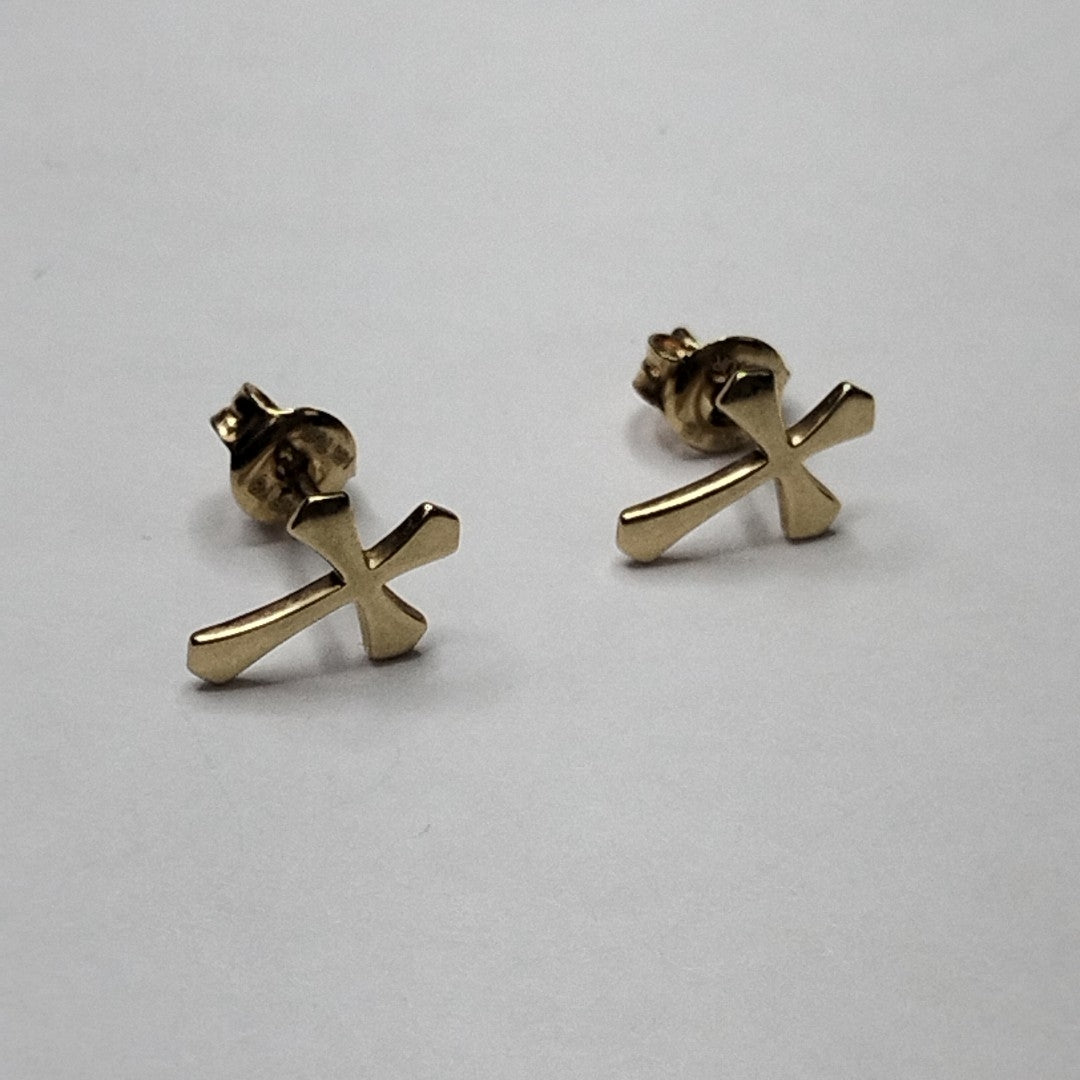 10114BRO40700B407 FRD3 BROQUEL EN FORMA DE CRUZ PULIDA O/A ORO 14K 1GRS (NUEVO)