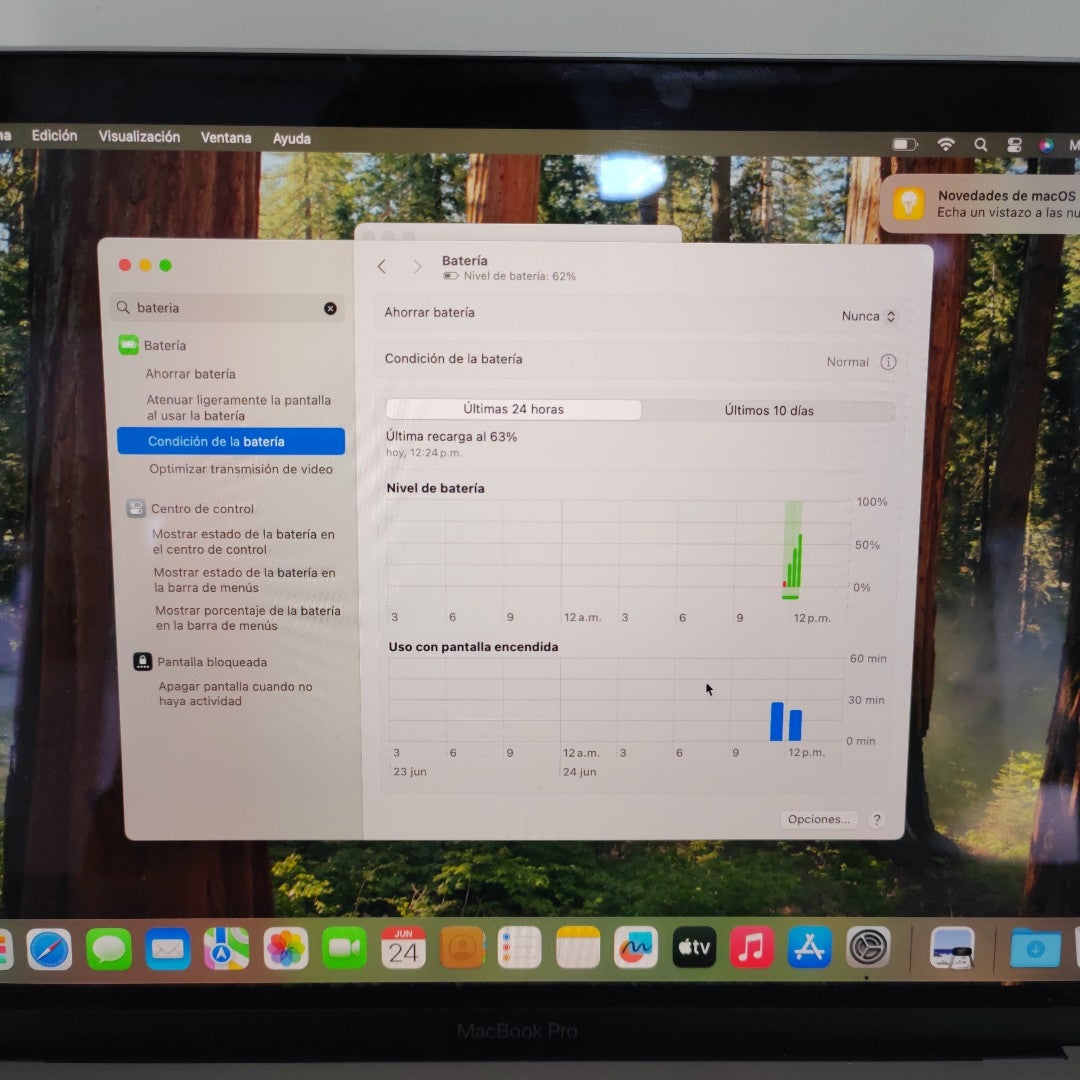 LAPTOP APPLE MACBOOK PRO 13" 2020 1.4 A2289 512 GB SSD 8 GB RAM (SEMINUEVO)