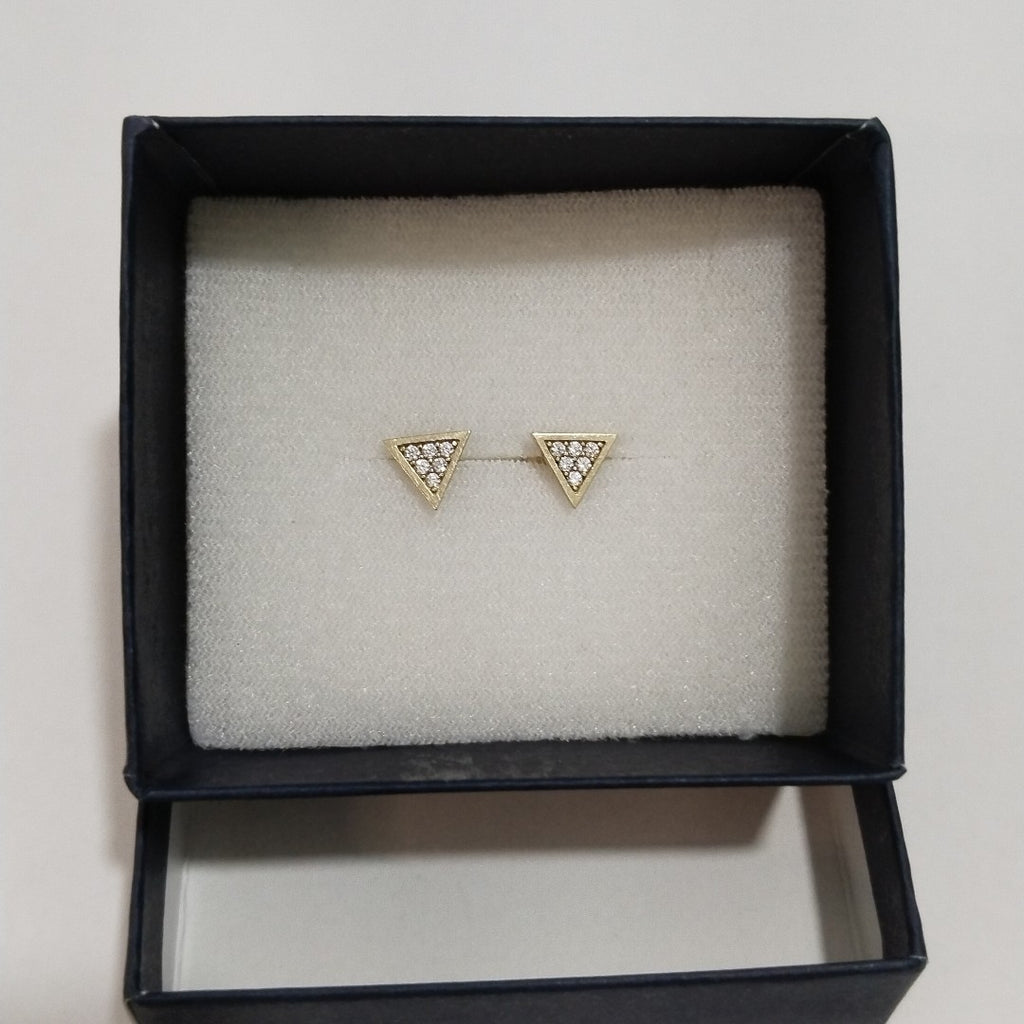 10023BRO00000B1919 FRD12 BROQUEL DE TRIANGULO CON CIRCONIAS EN MEDIO ORO 14K 1.2GRS (NUEVO)