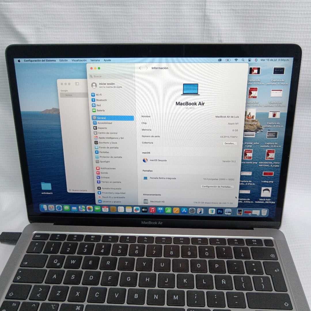 LAPTOP APPLE MACBOOK AIR 13" 2020 3.2 A2337 256 GB SSD 8 GB RAM (SEMINUEVO)