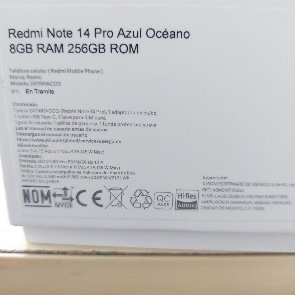 CELULAR XIAOMI REDMI NOTE 14 PRO 24116RACCG (2024) 256 GB 8 GB RAM (SEMINUEVO)