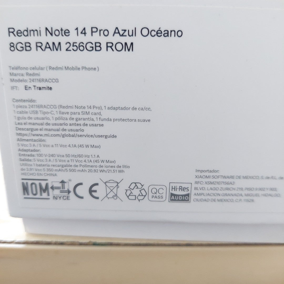 CELULAR XIAOMI REDMI NOTE 14 PRO 24116RACCG (2024) 256 GB 8 GB RAM (SEMINUEVO)